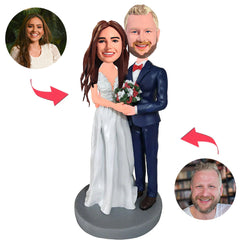 Couple Holding Flowers Custom Bobblehead