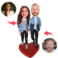 Couple in Casual Couple Clothes Custom Bobblehead
