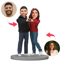 Couple Making Heart Shape Custom Bobbleheads