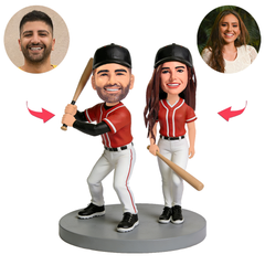 Baseball Couple's Swing Action Custom Bobbleheads