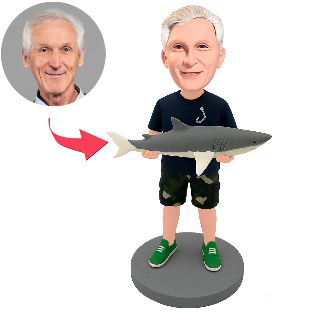 Man Holding Small Shark Custom Bobbleheads
