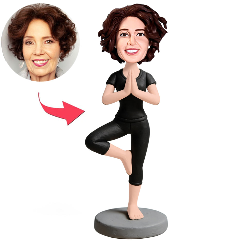 Yoga Woman With Hands Clasped Together Custom Bobbleheads