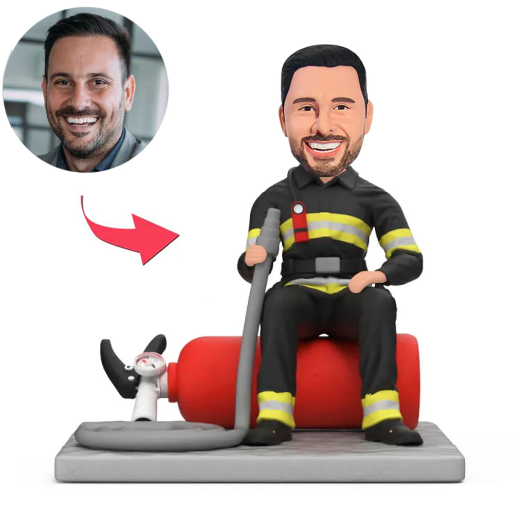 Firefighters Sit On Fire Extinguishers Custom Bobbleheads
