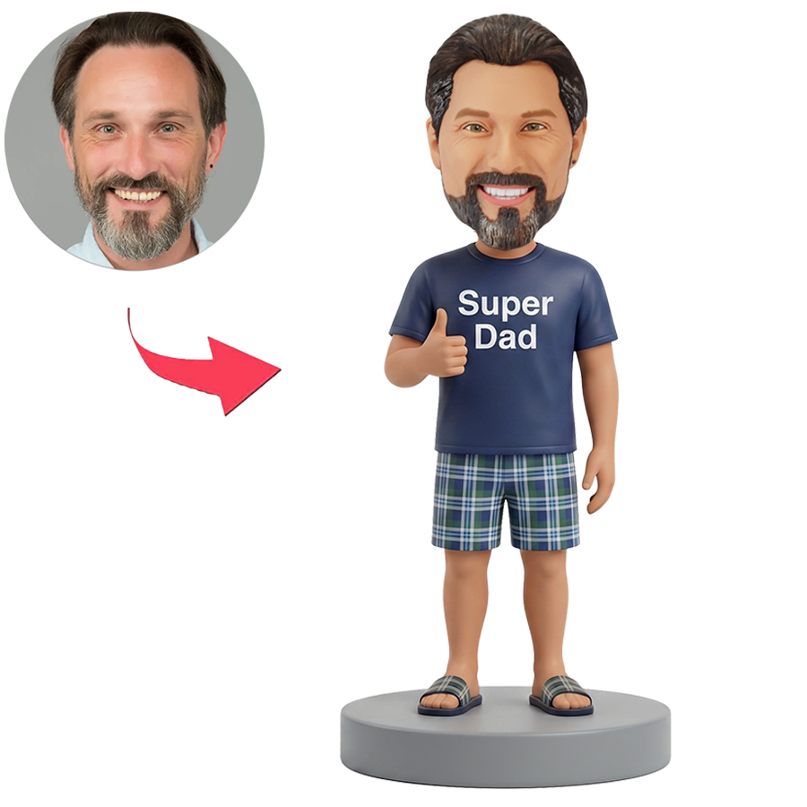 Male Casual Super Dad Giving Thumbs Up Custom Bobbleheads