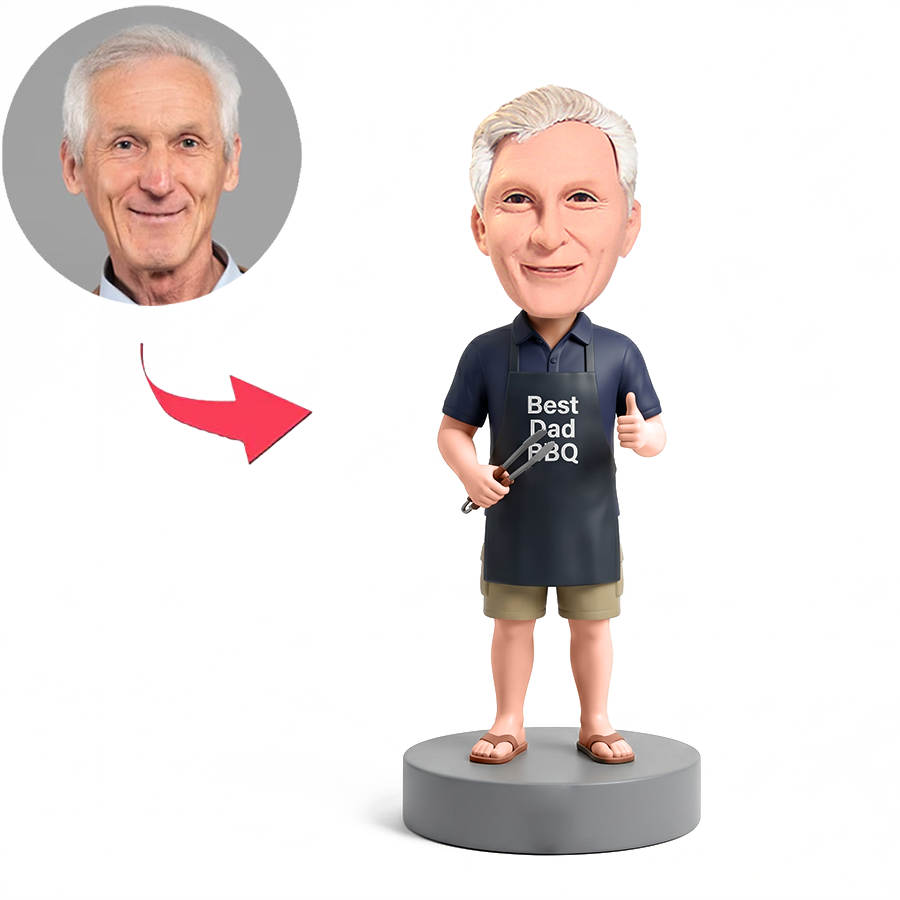 Casual Dad Cooking BBQ Male Custom Bobbleheads