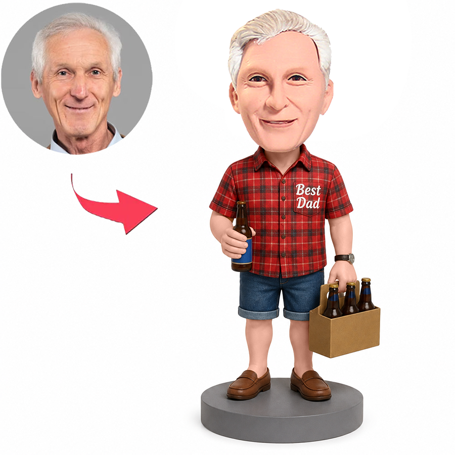 Casual Dad Holding Beer Male Custom Bobbleheads