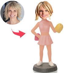 Pink Dress Cheerleaders Custom Bobbleheads