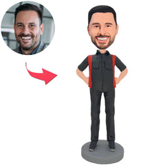 Male in Black Suit Custom Bobbleheads