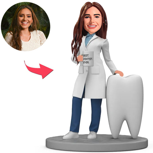Best Female Dentist with Cup and Tooth Custom Bobbleheads