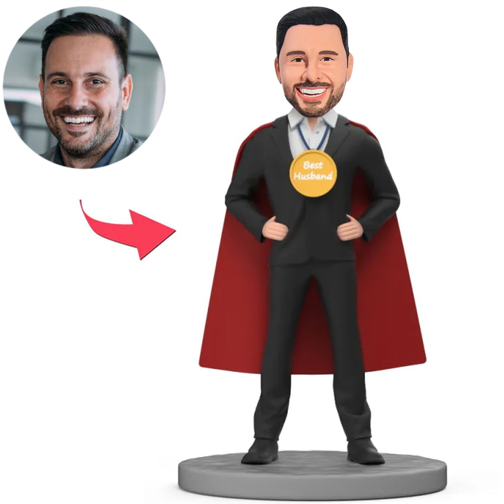 Wearing Cape Best Husband Custom Bobbleheads