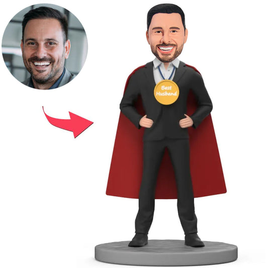 Wearing Cape Best Husband Custom Bobbleheads