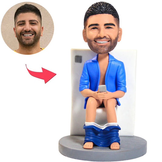 The Man on The Toilet Playing Phone Custom Bobbleheads