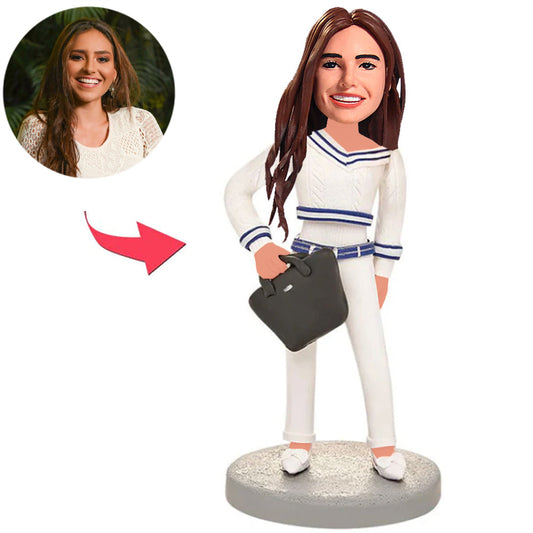 Casual Wear Women with Bag Custom Bobbleheads