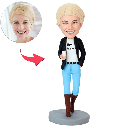 Fashion Woman Holding Cup Custom Bobbleheads
