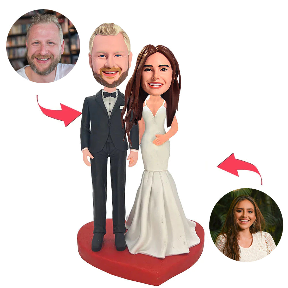 Heart Shape Wedding Couple Custom Bobblehead