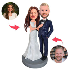 Wife in Husband's Arms Custom Bobblehead