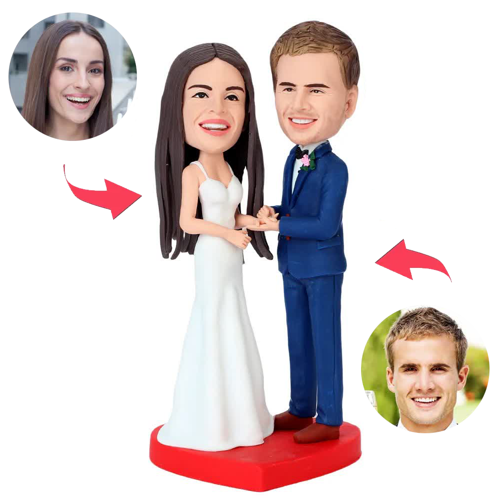 Wearing Wedding Rings Couple Custom Bobbleheads