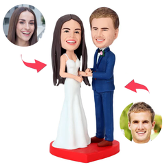 Wearing Wedding Rings Couple Custom Bobbleheads