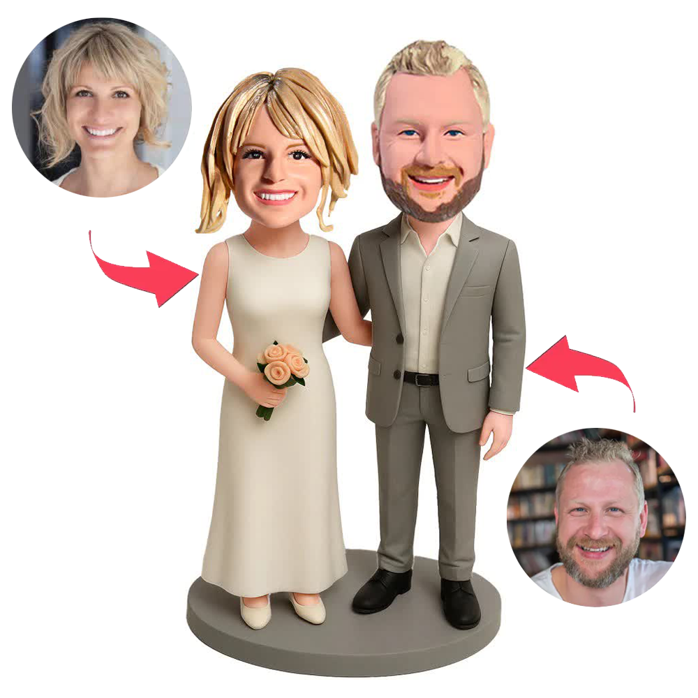 Wedding Couple with Flower Custom Bobbleheads
