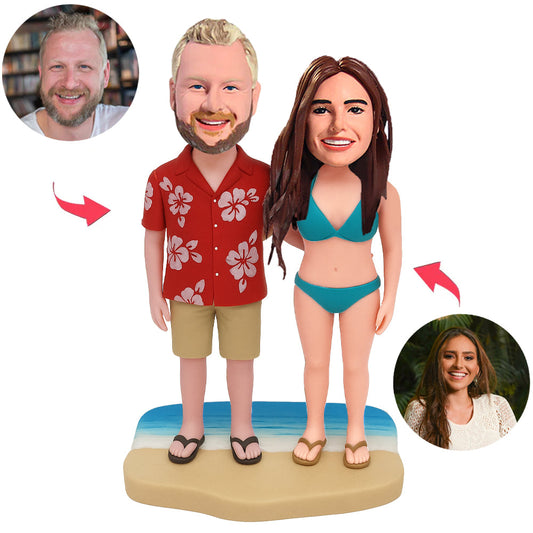 Couple in Beach Clothes Custom Bobbleheads