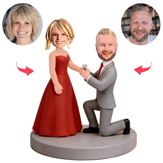 Sweet Couple Proposing Custom Bobbleheads