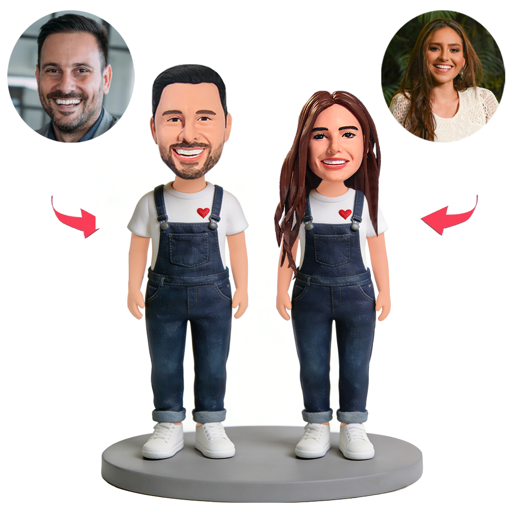 Matching Overalls For Couples Custom Bobbleheads