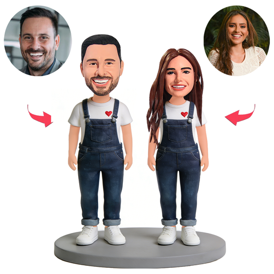 Matching Overalls For Couples Custom Bobbleheads