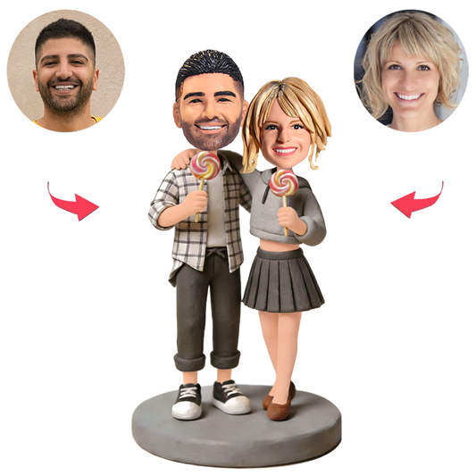 Lollipop Couple Shoulder-to-Shoulder Custom Bobbleheads