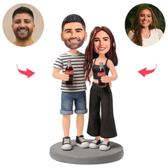 Amiable Couple Holding Coke Custom Bobbleheads