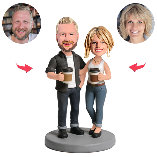 Close Couple With Coffee Custom Bobbleheads
