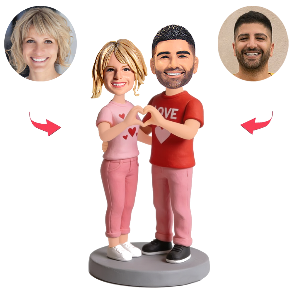 Couples Wearing Matching Shirts Custom Bobbleheads