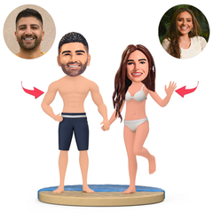 Couples Refreshing Trip Couple Custom Bobbleheads