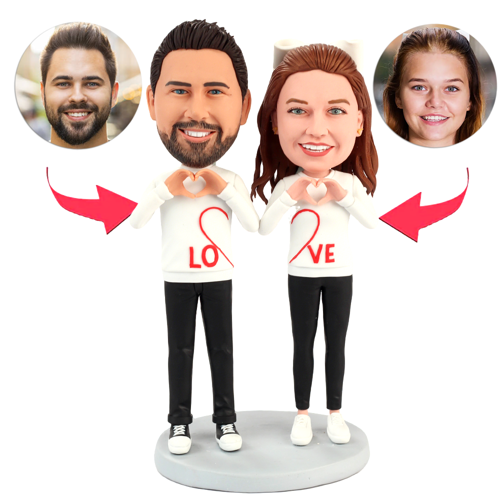 Couples Wearing Simple Love Outfits Custom Bobbleheads