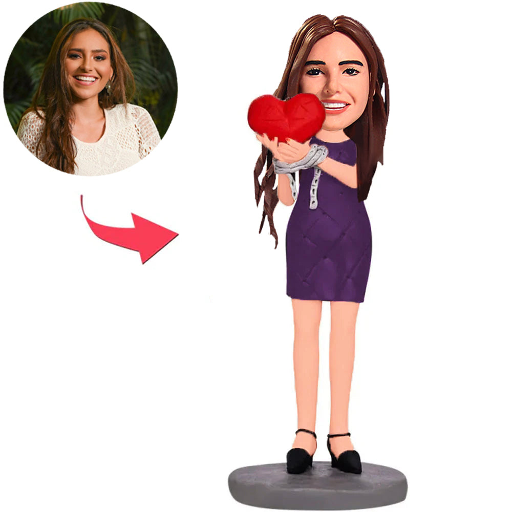 Woman Holding Heart While Wearing Chain Custom Bobbleheads