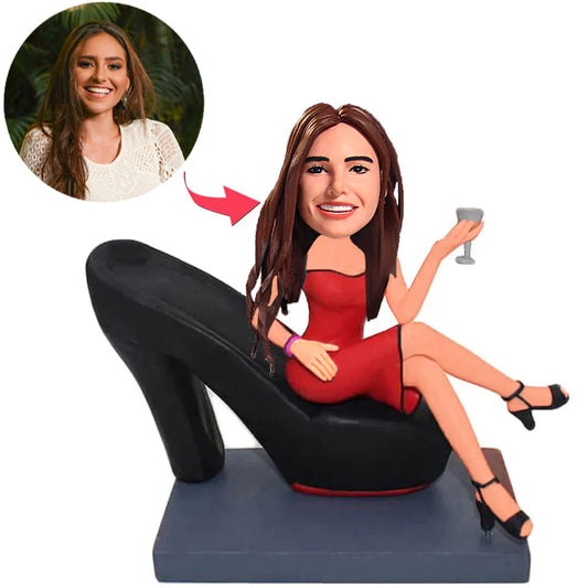Woman Sitting on High Heels Custom Bobbleheads