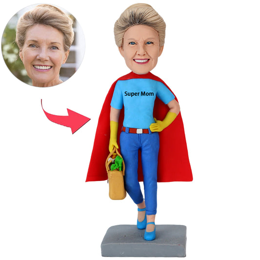 Super Mom Carrying Vegetable Basket Custom Bobbleheads