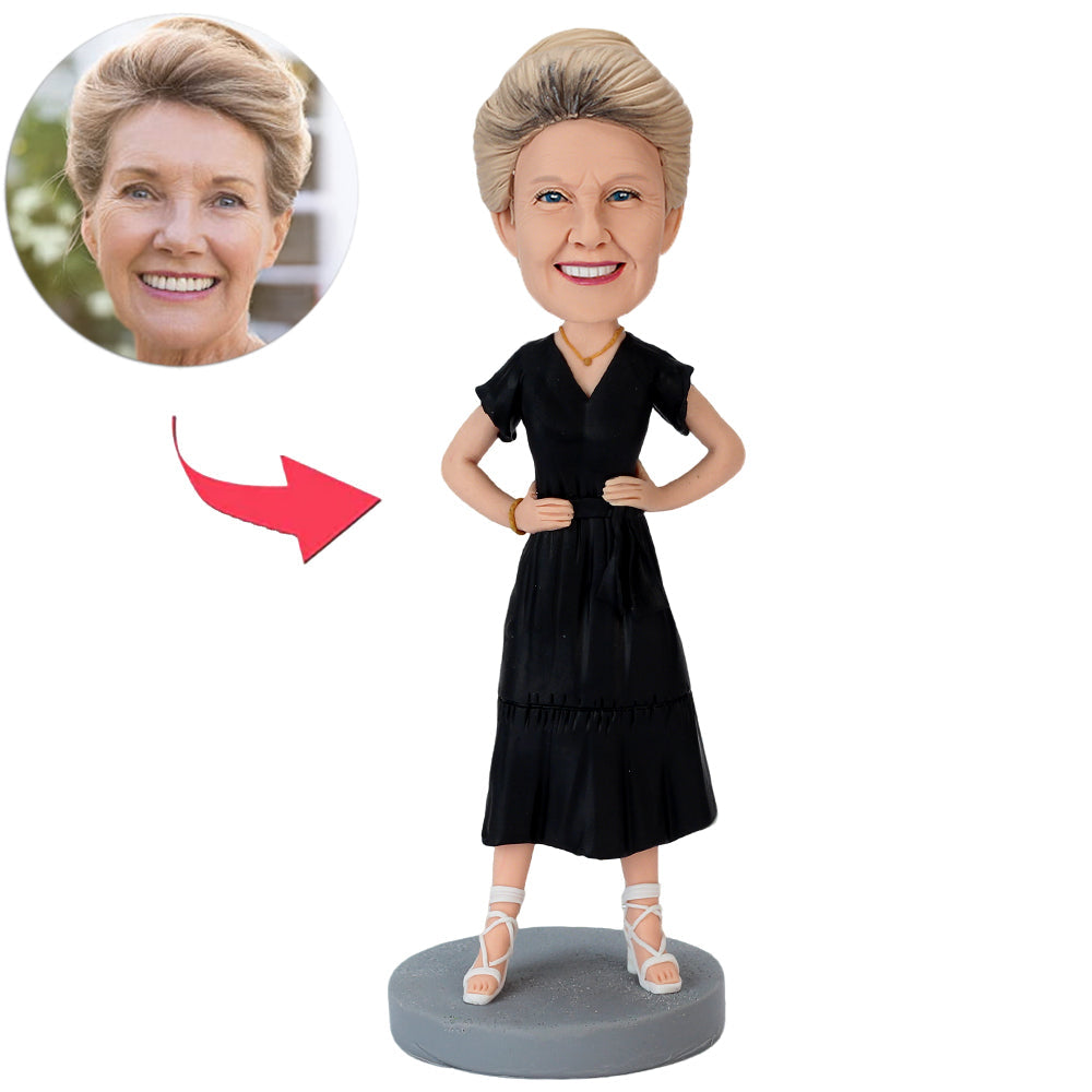 Woman in Black Dress Custom Bobbleheads