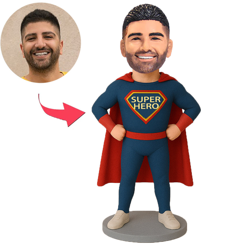 Dark Blue Suit Superhero Custom Bobblehead