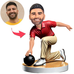 Red Shirt Bowling Player Custom Bobbleheads