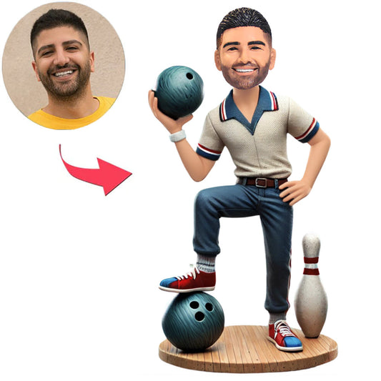 Male Bowling Player Sports Custom Bobbleheads