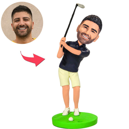 Golf Player with Golf Hole Base Custom Bobbleheads