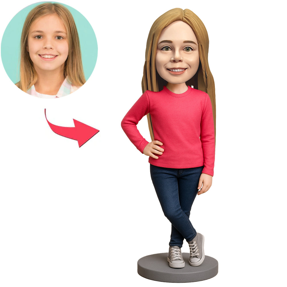 Girl with Legs Crossed Custom Bobbleheads