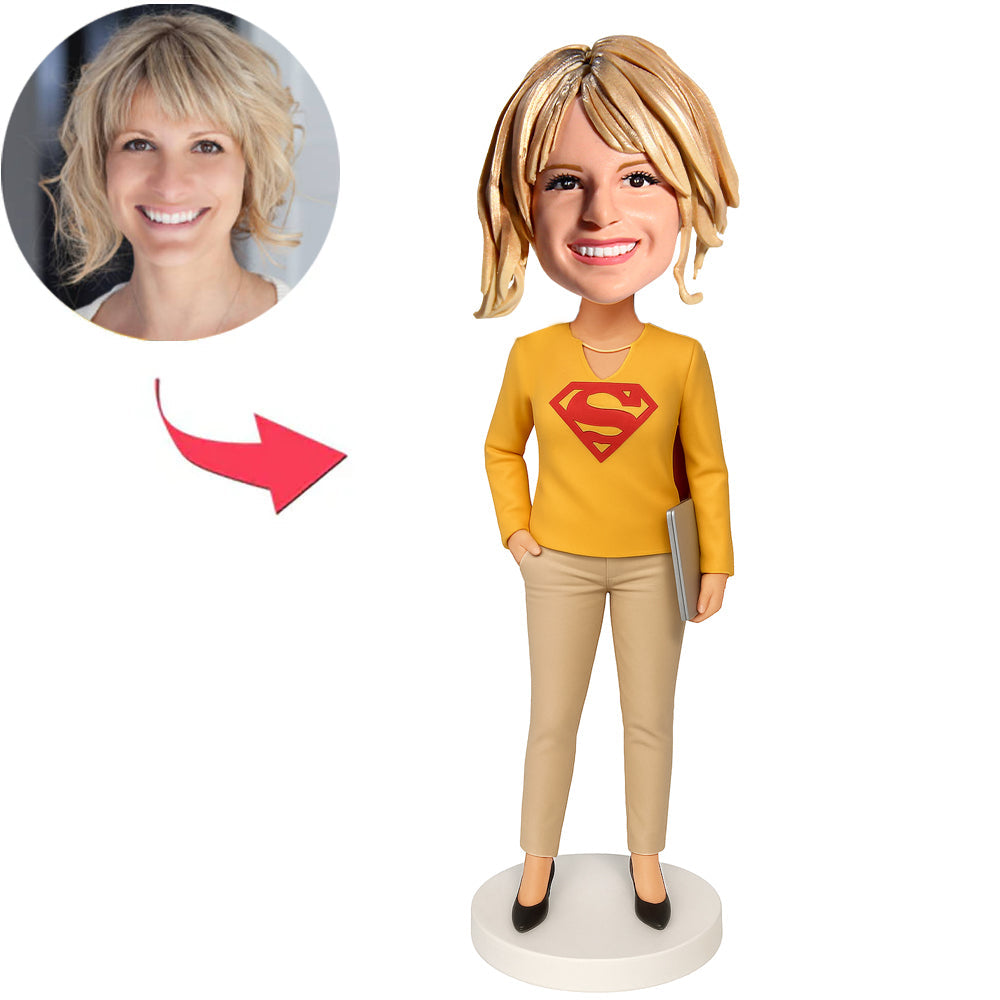 Super Businesswoman with Laptop Custom Bobbleheads