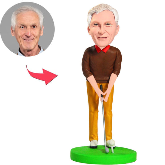 Golf Player with Golf Tee Custom Bobbleheads