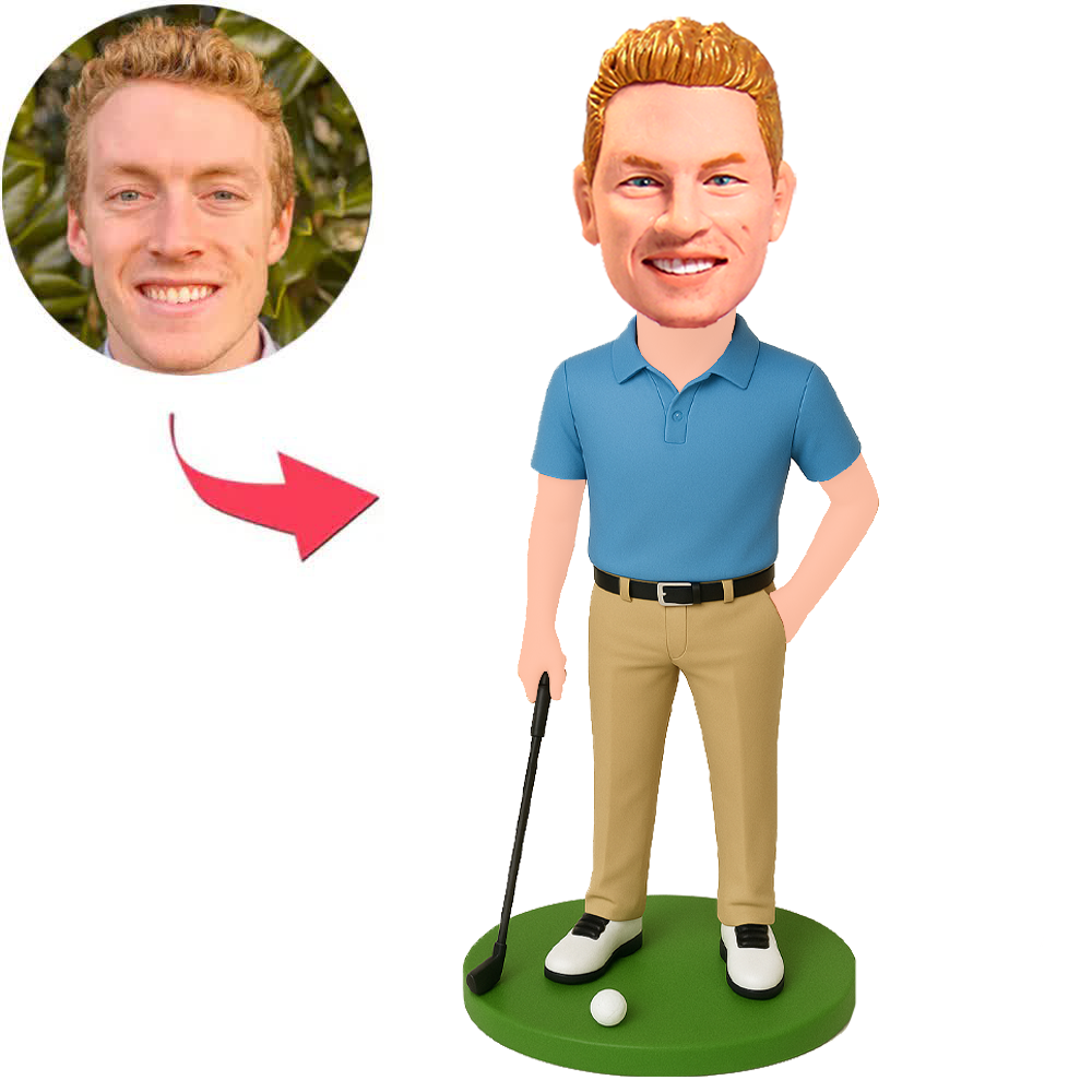 Golf Player in Khaki Pants Custom Bobbleheads