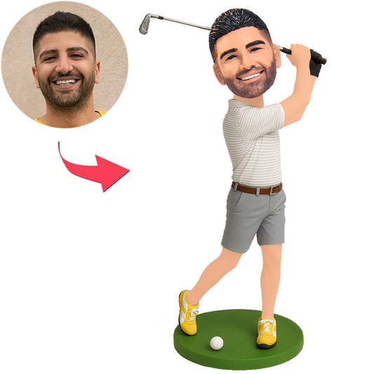 Golfer in Grey Shorts Custom Bobbleheads