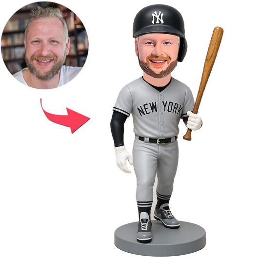 NY Yankees Player with Black Baseball Cap Custom Bobbleheads
