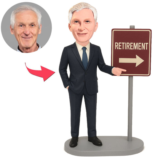 Business Man and Retirement Street Sign Custom Bobbleheads