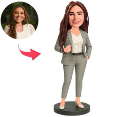 Business Lady Holding Cup Custom Bobbleheads