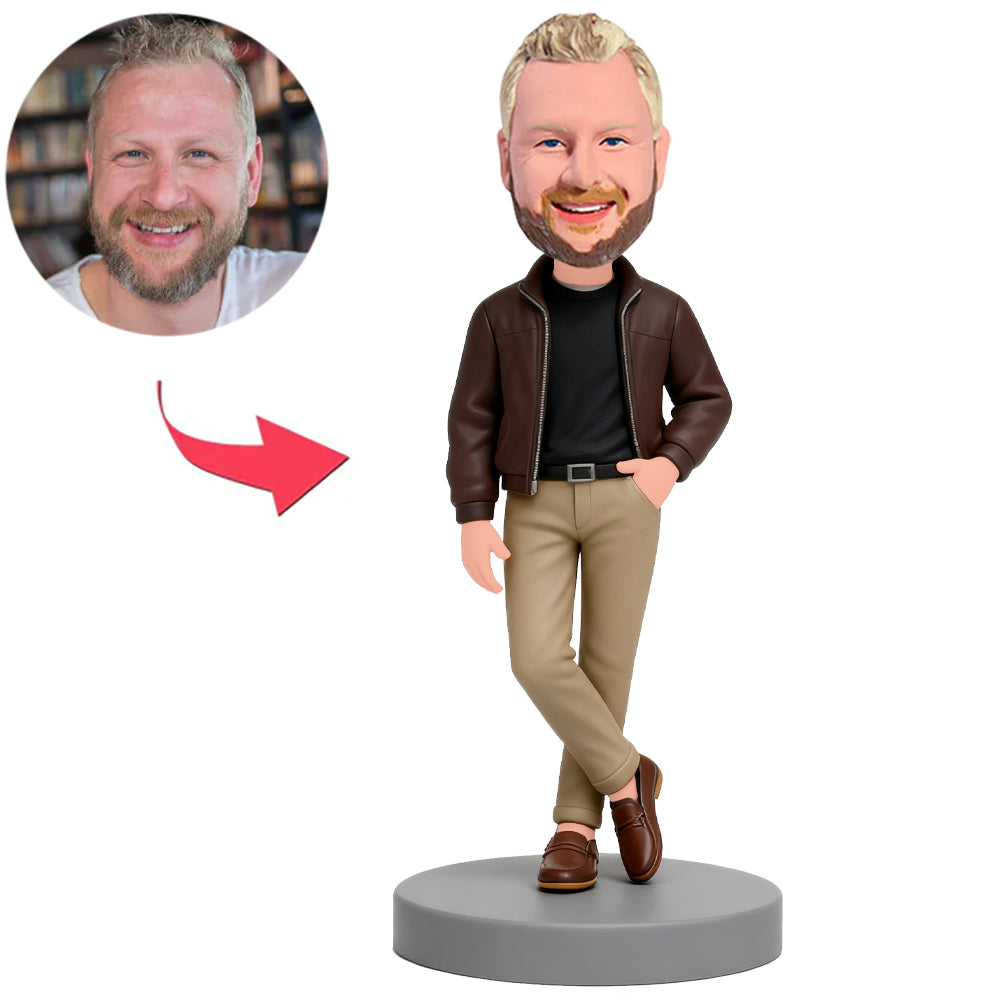 Handsome Man in Beige Pants Custom Bobbleheads